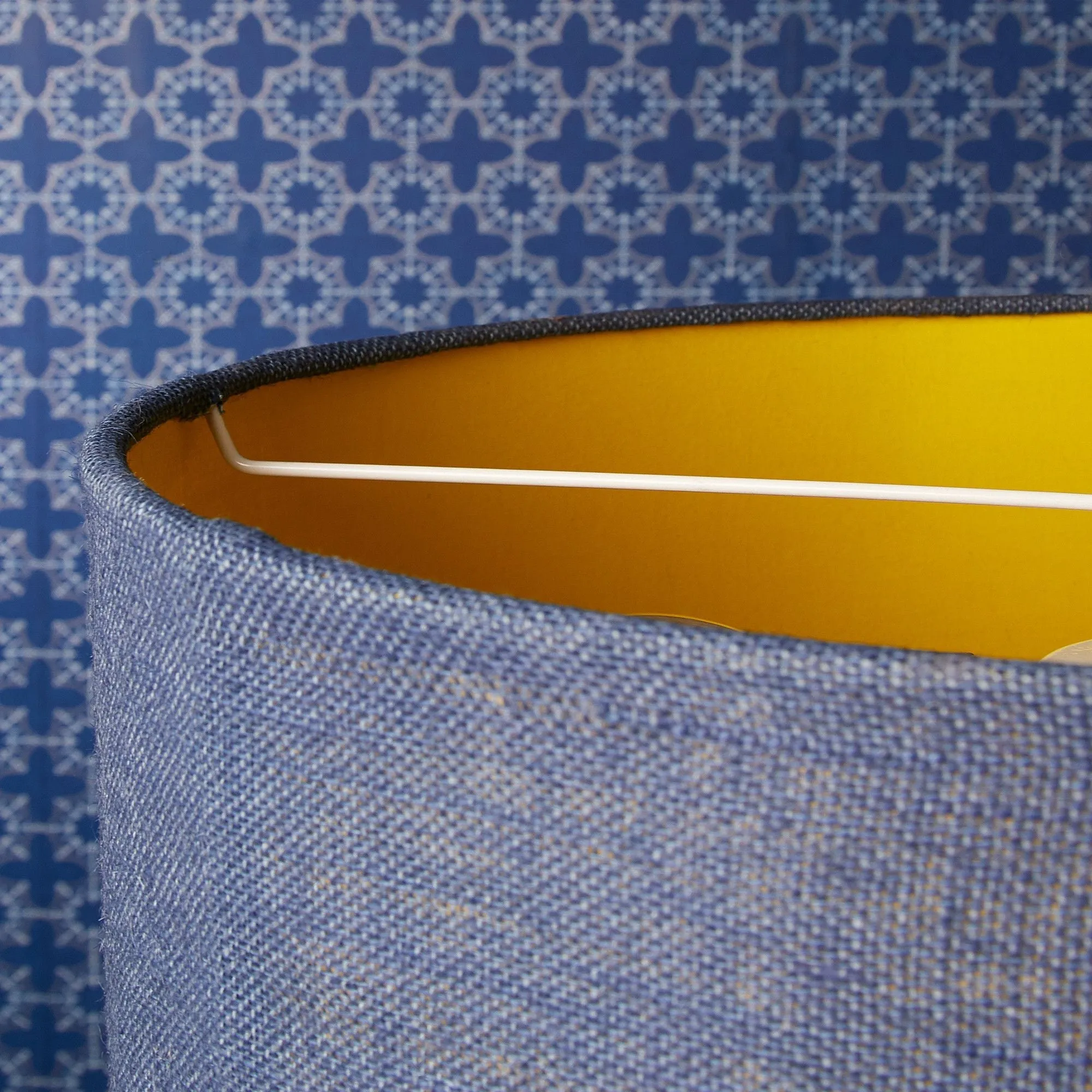 Larger Jute pendant in navy with baffle