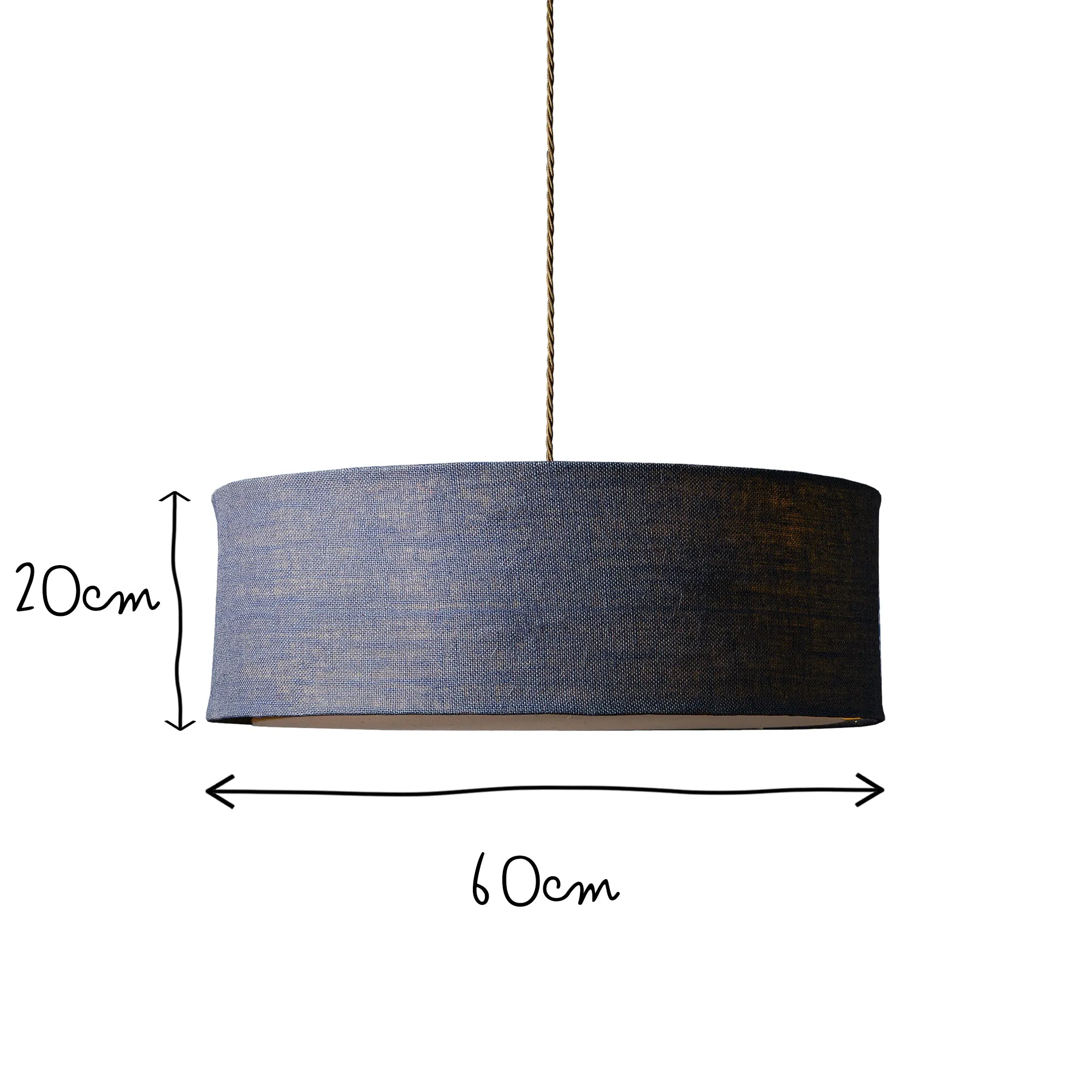 Larger Jute pendant in navy with baffle