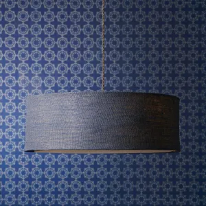 Larger Jute pendant in navy with baffle