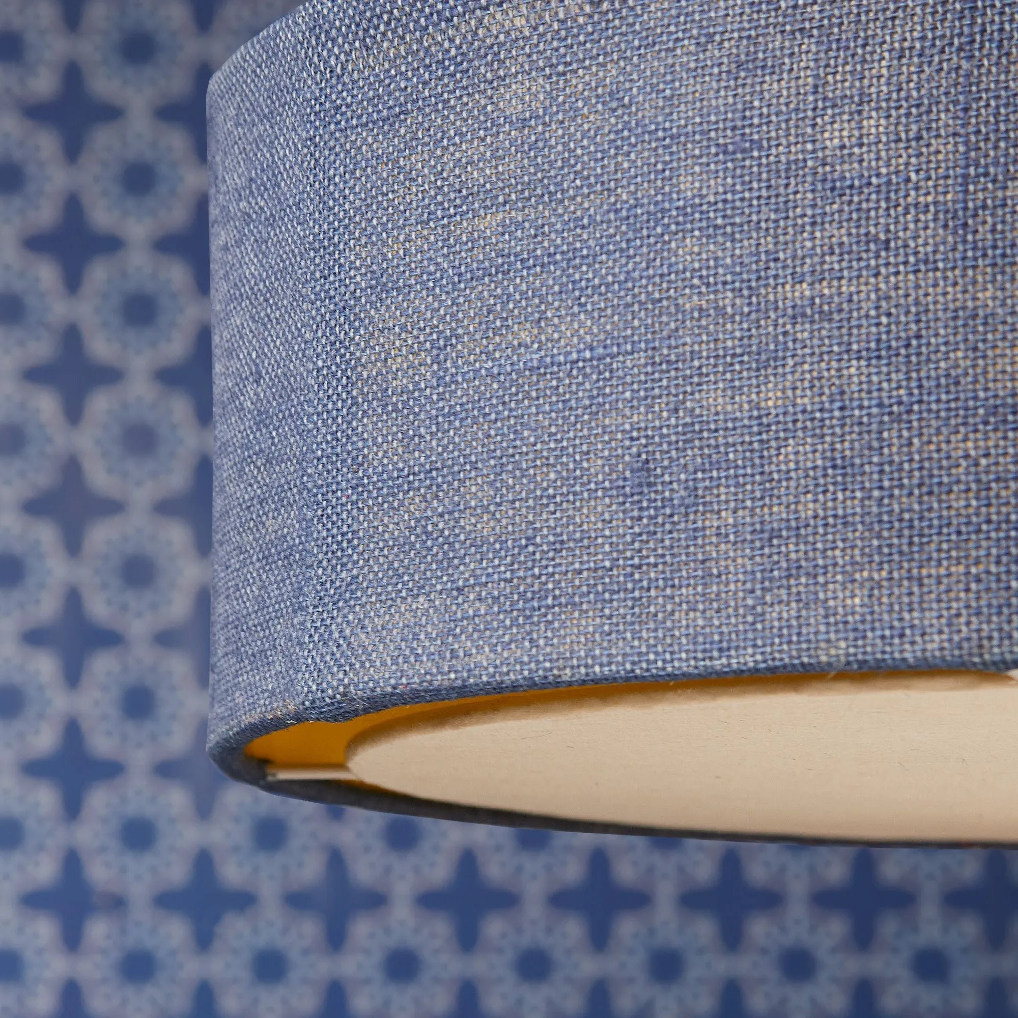 Larger Jute pendant in navy with baffle