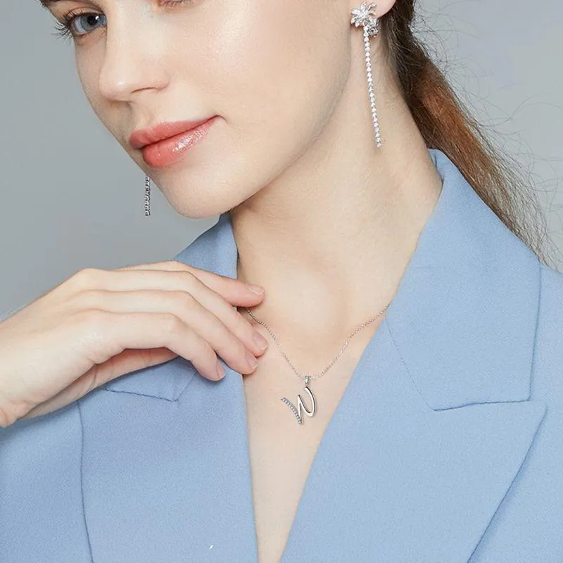 Letter Initial W Necklaces Pendant Women Girls Name Jewelry Gift 925 Sterling Silver