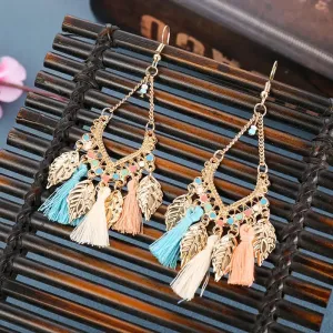 Light Mixed Color Fringe Earrings