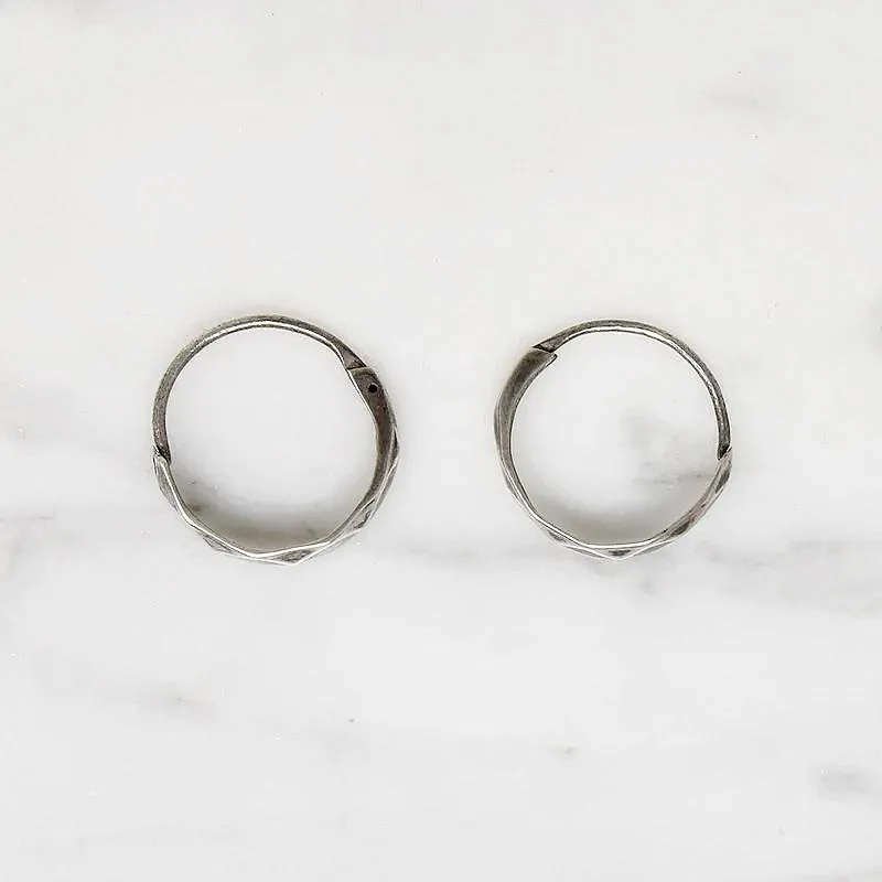 Lightweight Hammered Sterling Silver Hoops