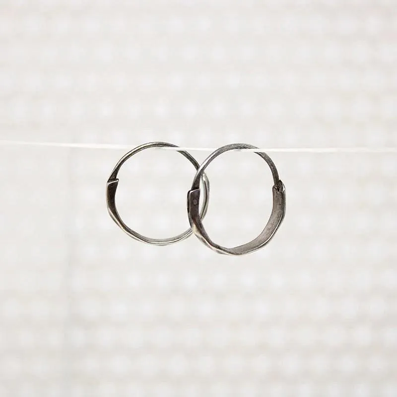 Lightweight Hammered Sterling Silver Hoops