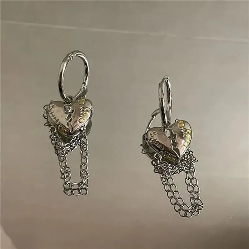 Liquid Silver Geometric Clip Earrings: Y2K Punk Accessory - Stylish Women's Jewelry