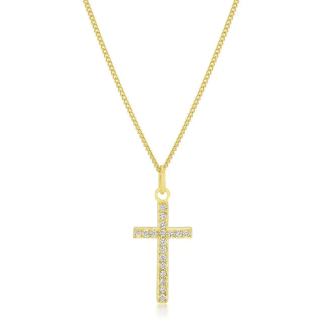 LOVCIA Elegant 18k Gold-Plated Cross Pendant