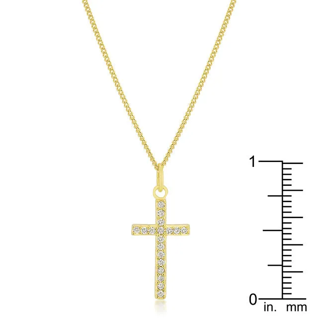 LOVCIA Elegant 18k Gold-Plated Cross Pendant