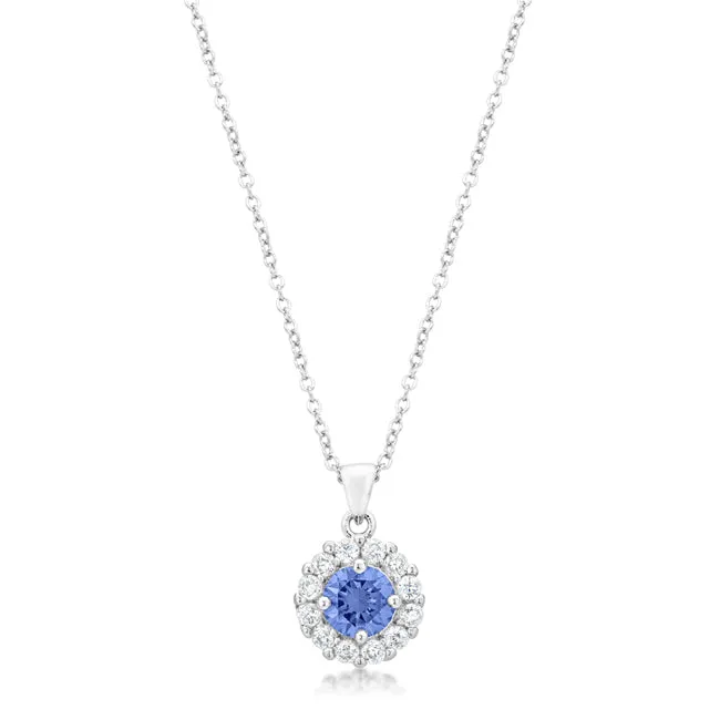LOVCIA Elegant Bella Bridal Pendant in Light Purple Rhodium Finish