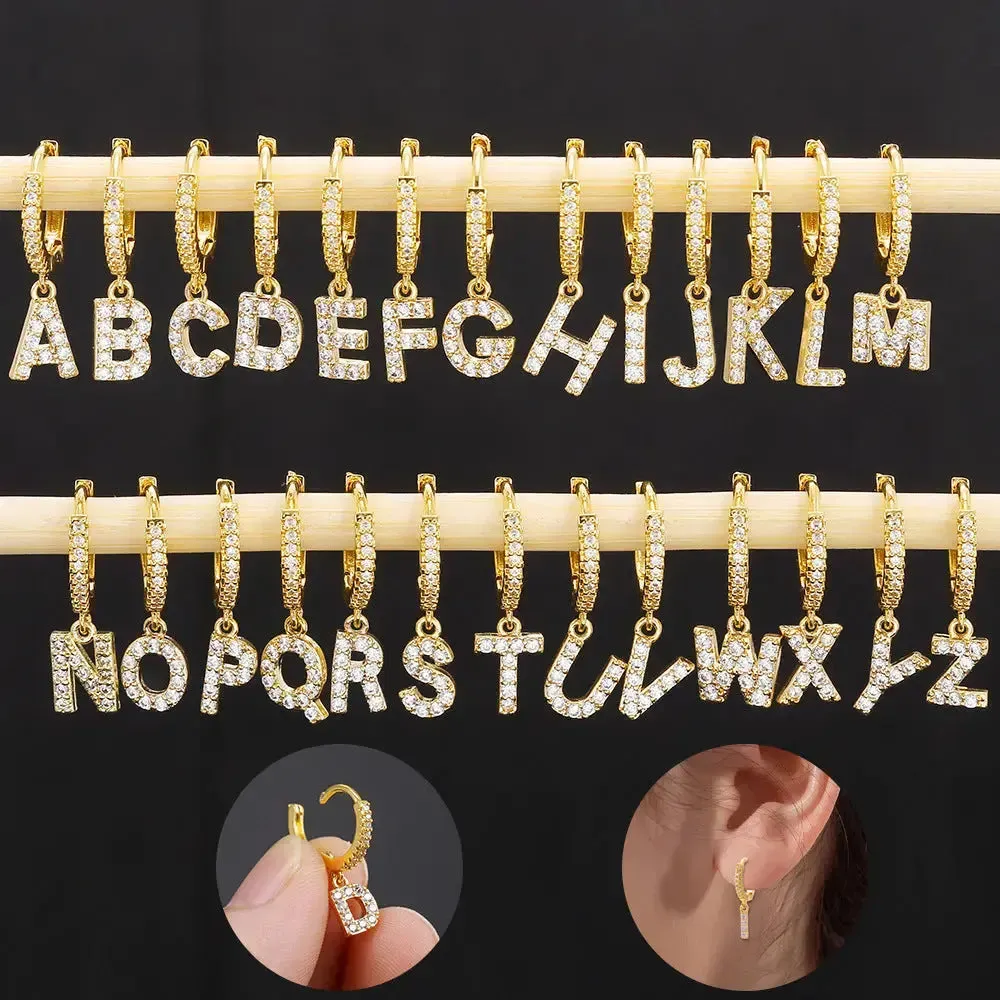 LOVCIA Elegant Letter Earrings: Stylish Fashion Jewelry for Women - Gold Plated