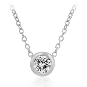 LOVCIA Elegant Rhodium-Plated Bezel Set Cubic Zirconia Pendant