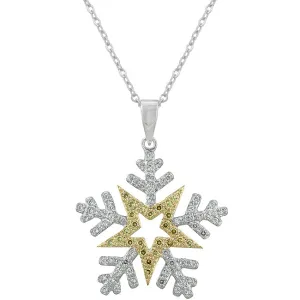 LOVCIA Elegant Two-Tone Holiday Snowflake Necklace
