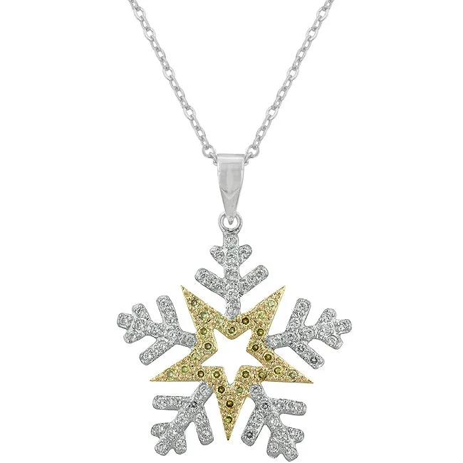 LOVCIA Elegant Two-Tone Holiday Snowflake Necklace