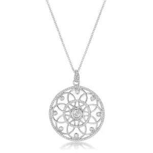 LOVCIA Rhodium-Plated Necklace with 1.4 Ct CZ and Interlocking Circles Design