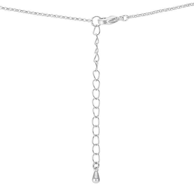 LOVCIA Rhodium-Plated Necklace with 1.4 Ct CZ and Interlocking Circles Design