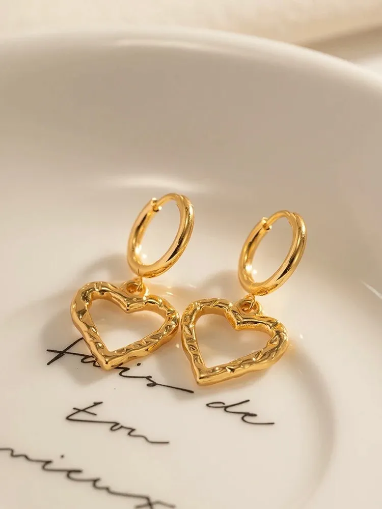 Love Heart Huggie Hoop Earrings