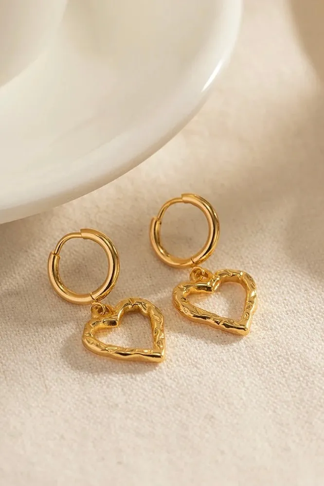 Love Heart Huggie Hoop Earrings