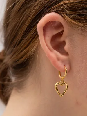 Love Heart Huggie Hoop Earrings