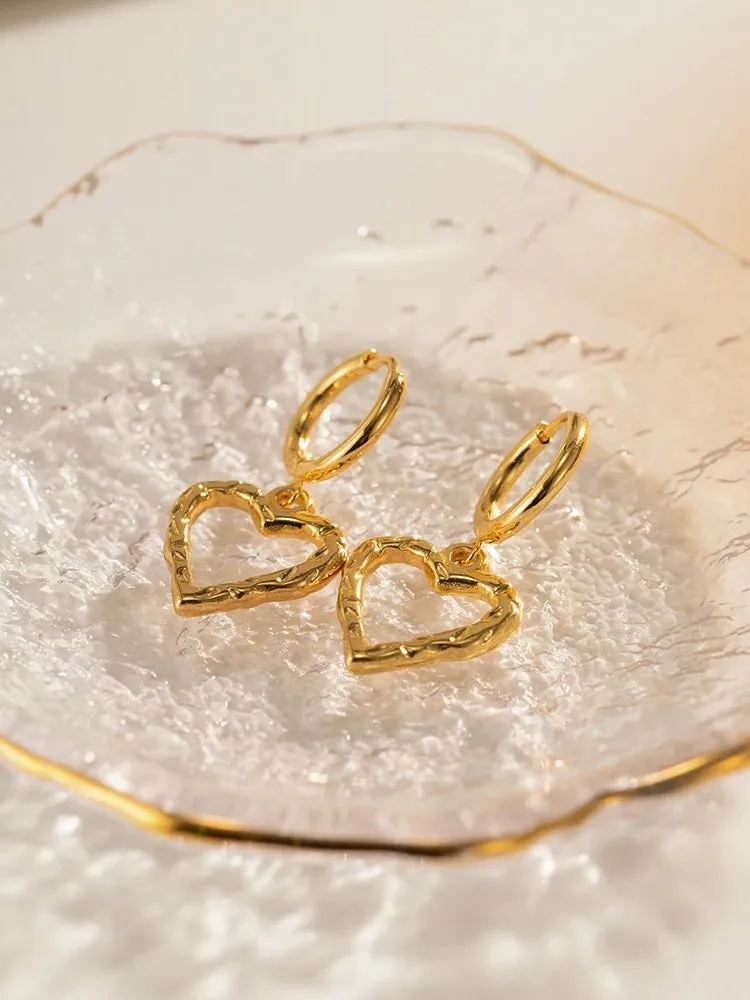 Love Heart Huggie Hoop Earrings