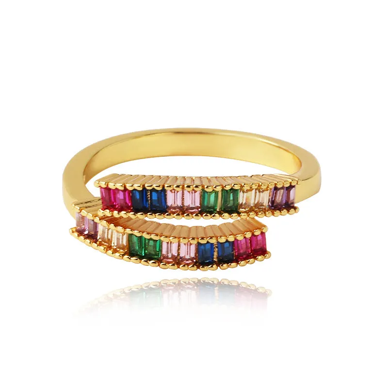Luxurious Women Droplet Geometric Zircon Zircon Inlay Rings