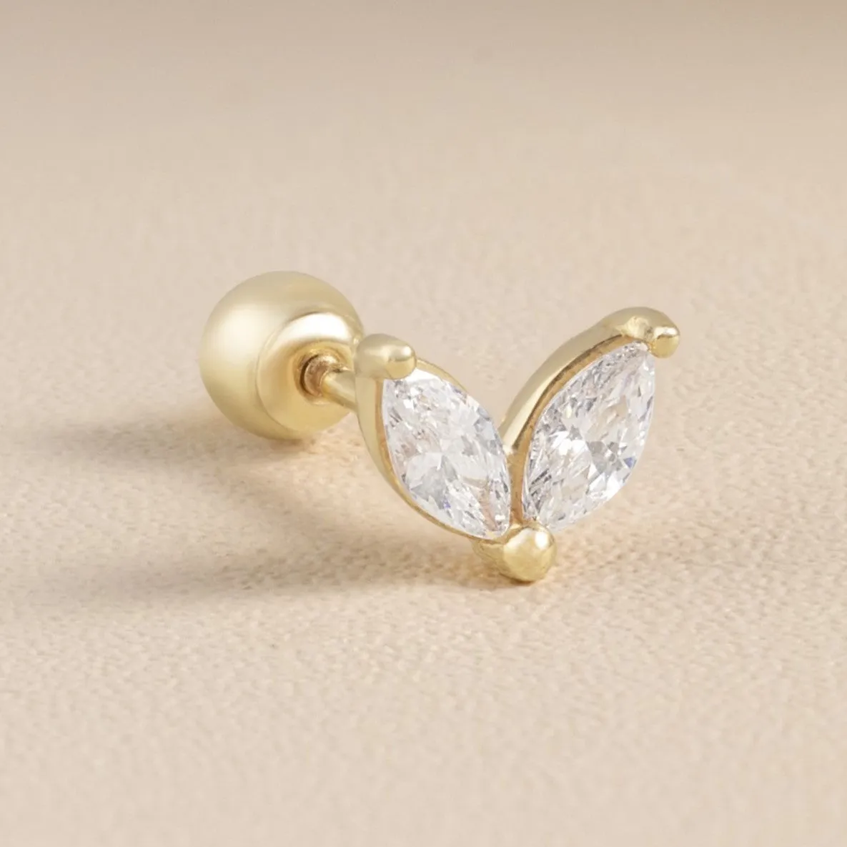 Mariposa Piercing in Yellow Gold with Cubic Zirconia