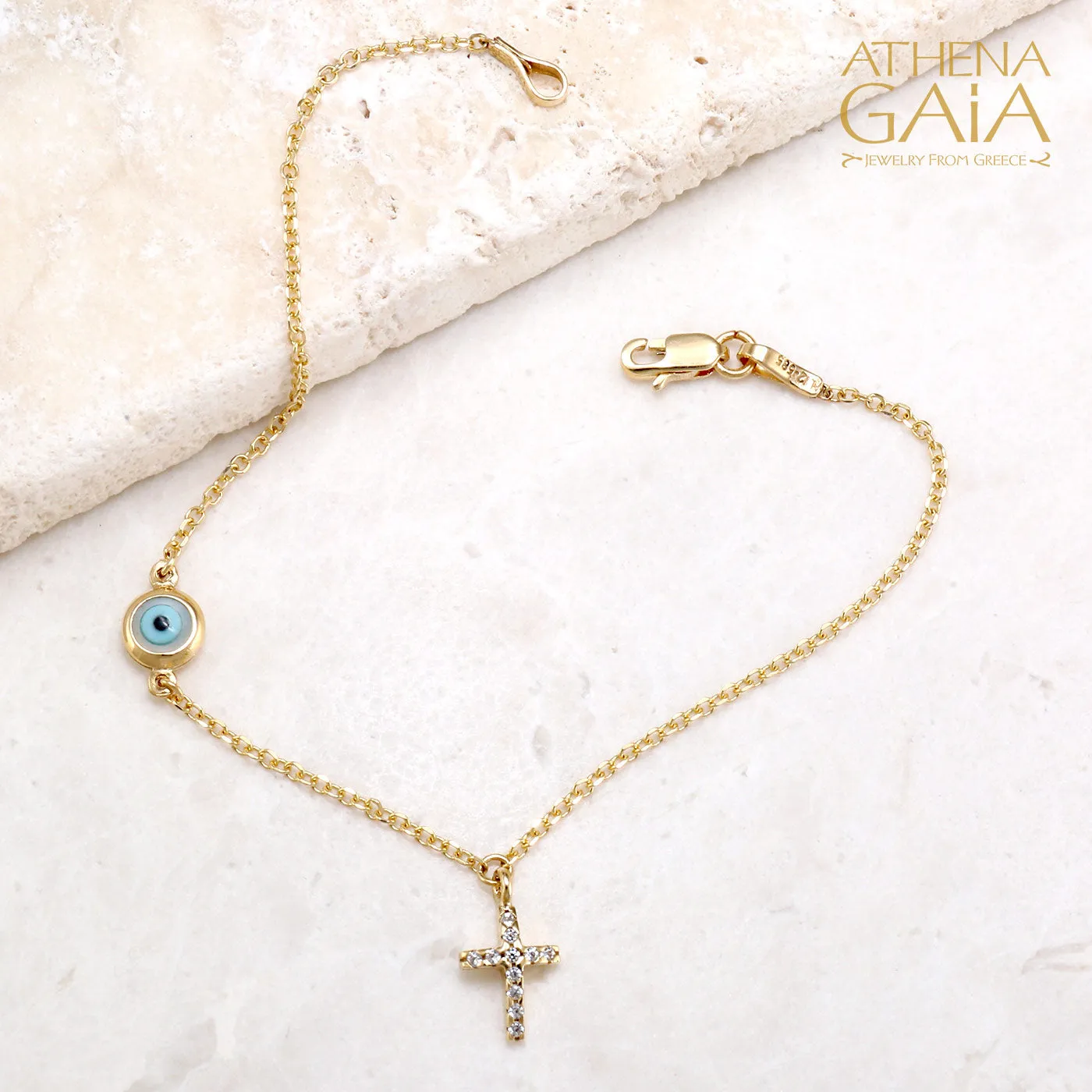 Mati Round Evil Eye & Cross Bracelet
