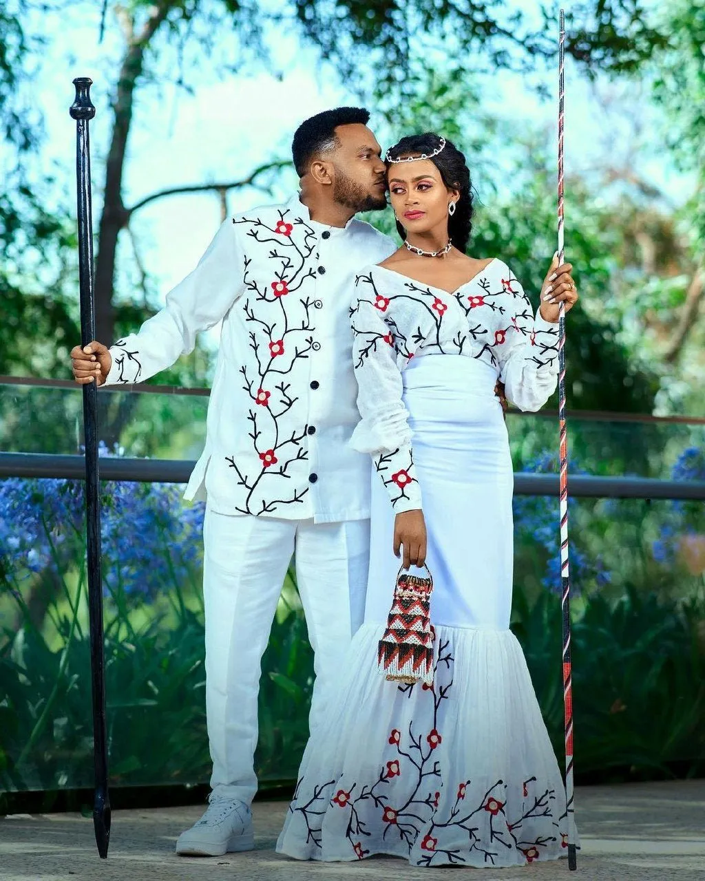 Modern Oromo Couples' Outfit With Accessories Wedding Oromo Dress Design