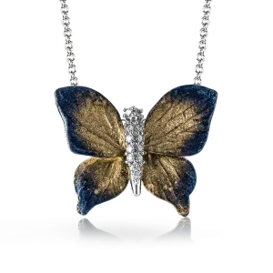 Monarch Butterfly Pendant Necklace in 18k Gold with Diamonds DP229_WHITE_18K_X