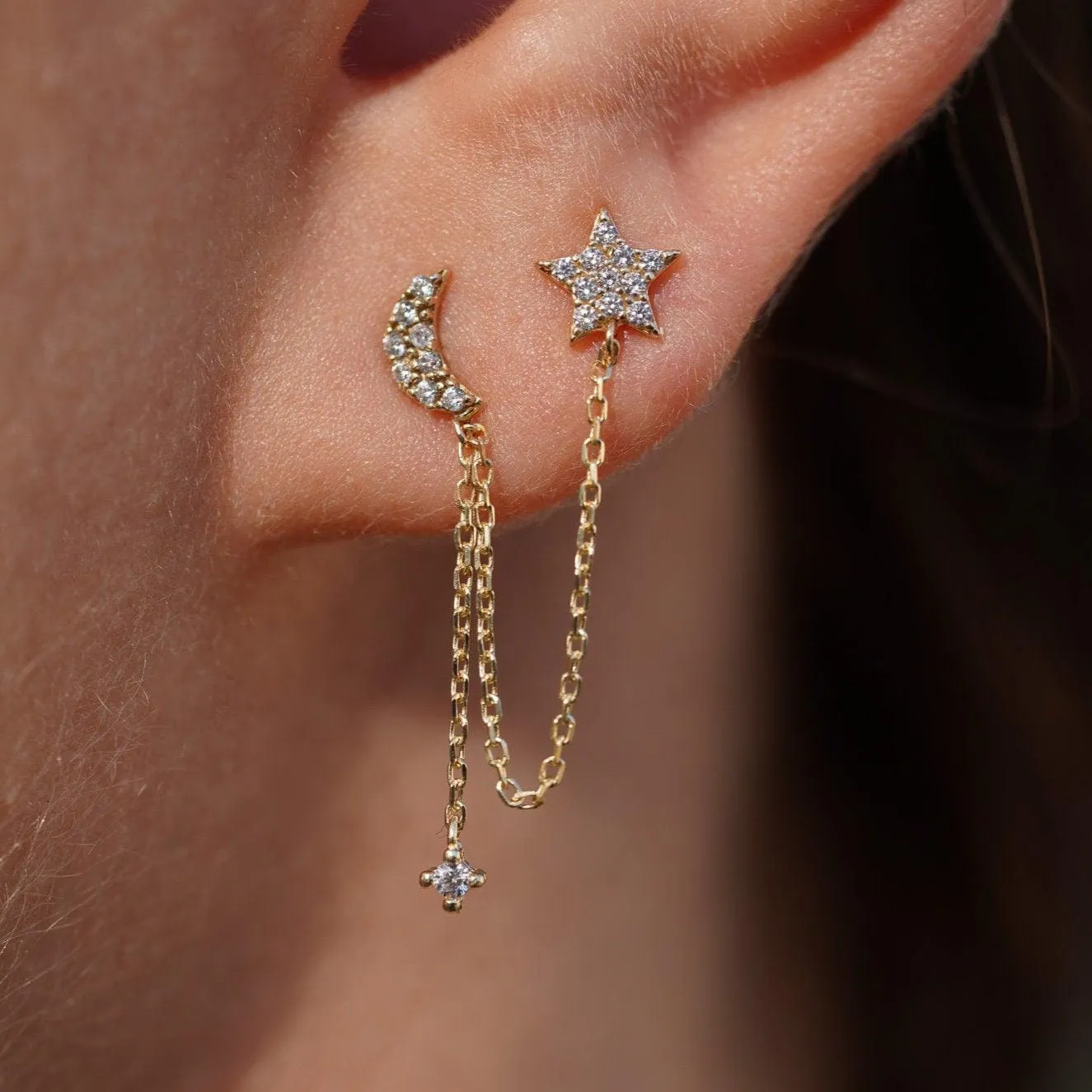 Moon Star Comet Stud