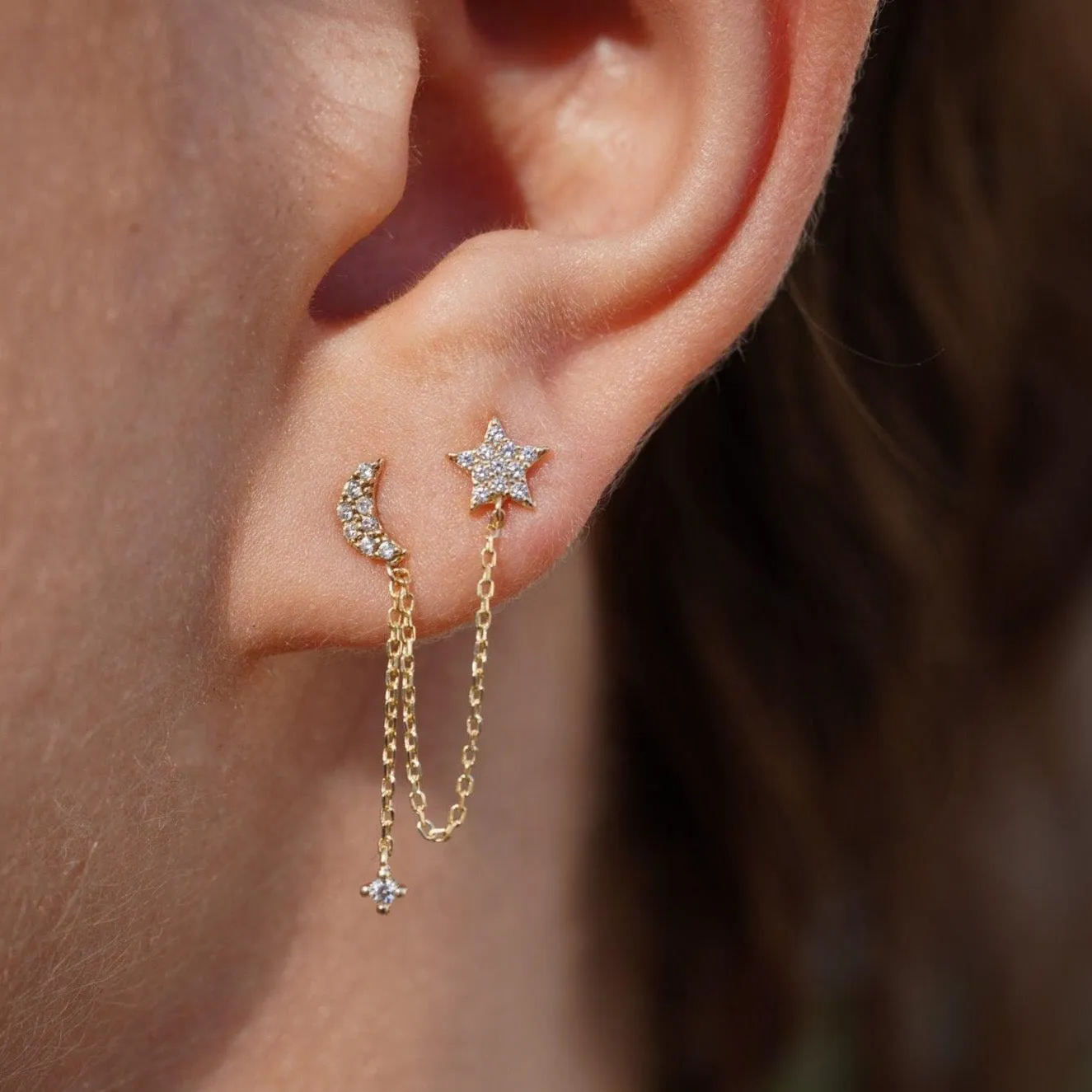 Moon Star Comet Stud