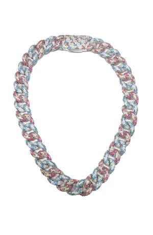 Multi Color Pave Large Link Necklace
