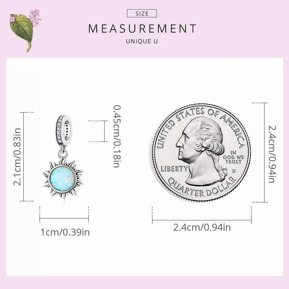 MUNDELL Authentic 925 Sterling Silver Sun Butterfly Heart Moon Lotus Shiny CZ Pendant Charm for Original Charm Bracelet or Bangle
