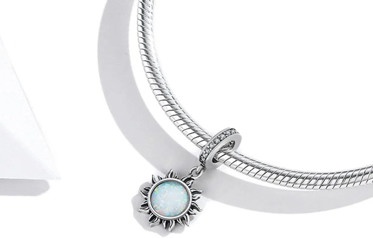 MUNDELL Authentic 925 Sterling Silver Sun Butterfly Heart Moon Lotus Shiny CZ Pendant Charm for Original Charm Bracelet or Bangle