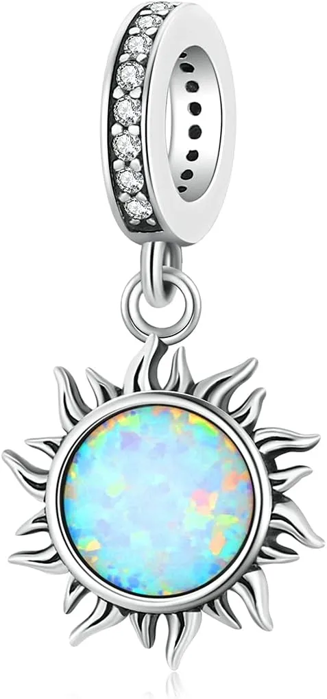 MUNDELL Authentic 925 Sterling Silver Sun Butterfly Heart Moon Lotus Shiny CZ Pendant Charm for Original Charm Bracelet or Bangle