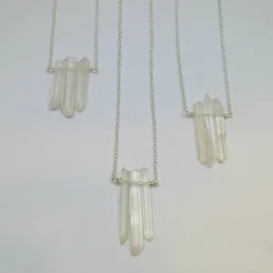 NATURAL QUARTZ CRYSTAL POINT BAR NECKLACE