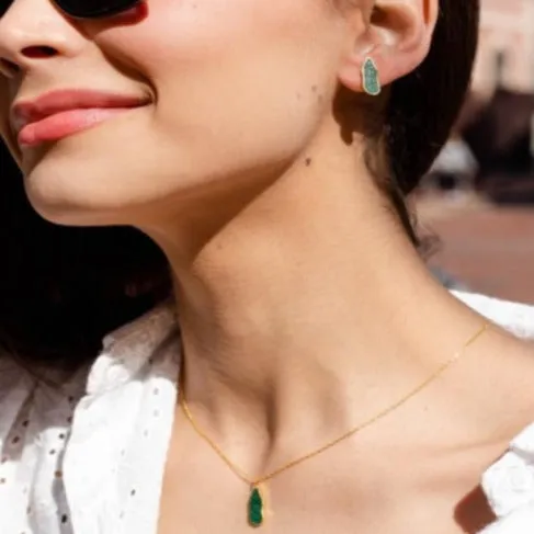 Necklace and Earrings Flat Stones Set