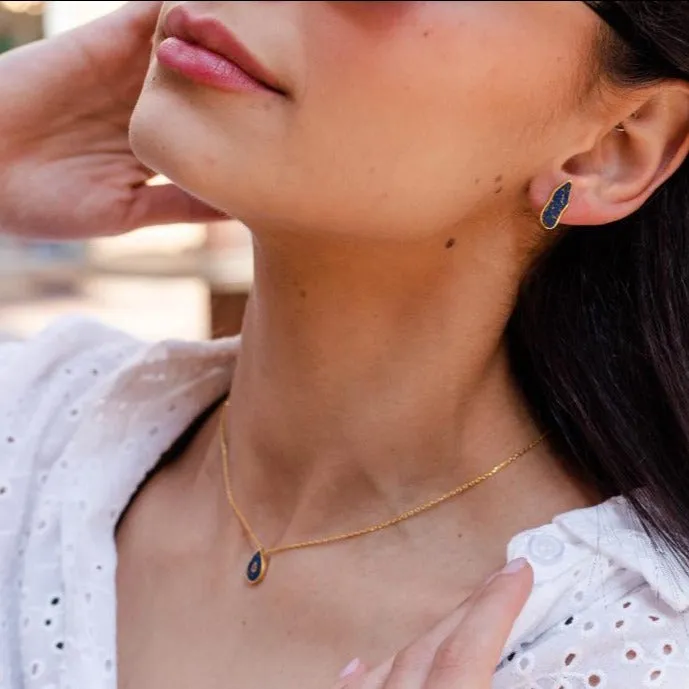 Necklace and Earrings Flat Stones Set