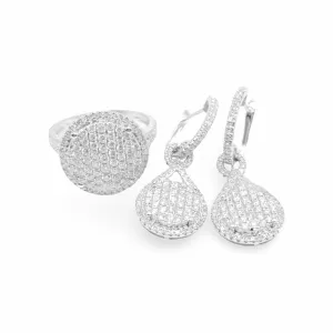 NEW Round Paved Dangling Diamond Jewelry Set 14kt