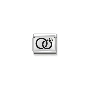 Nomination Composable Classic Link Plates Oxidized Wedding Rings in Silver 925