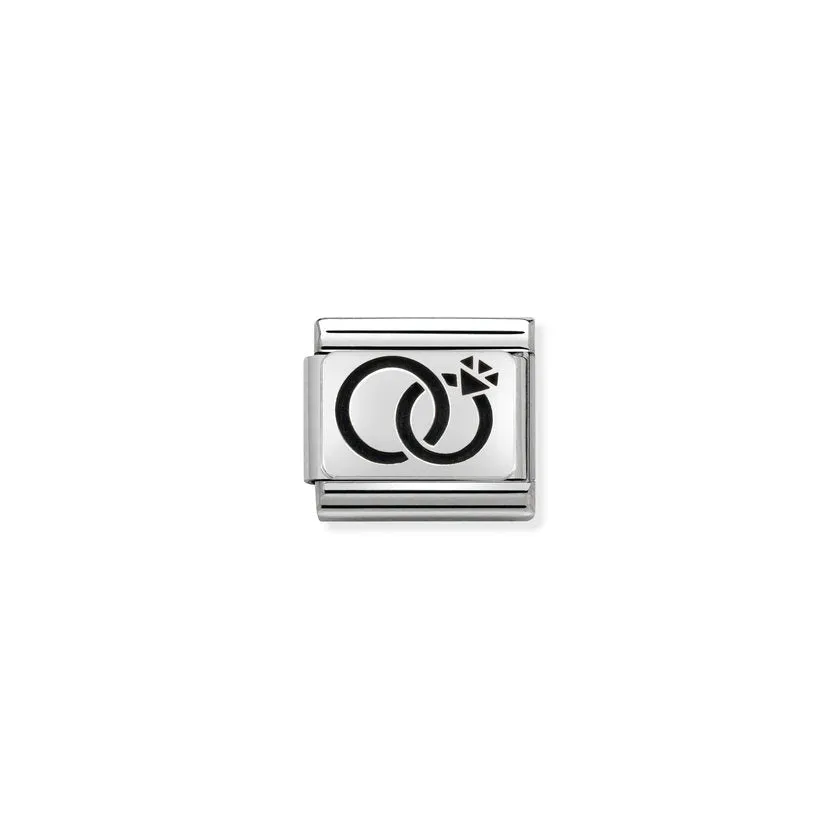Nomination Composable Classic Link Plates Oxidized Wedding Rings in Silver 925