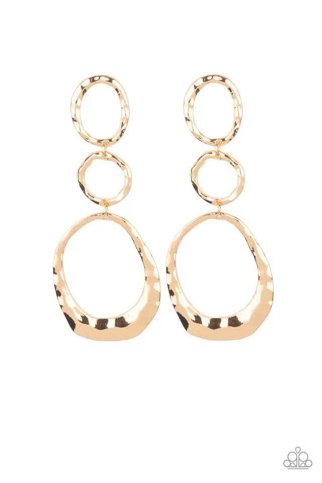 Paparazzi Earring ~ Radically Rippled - Gold