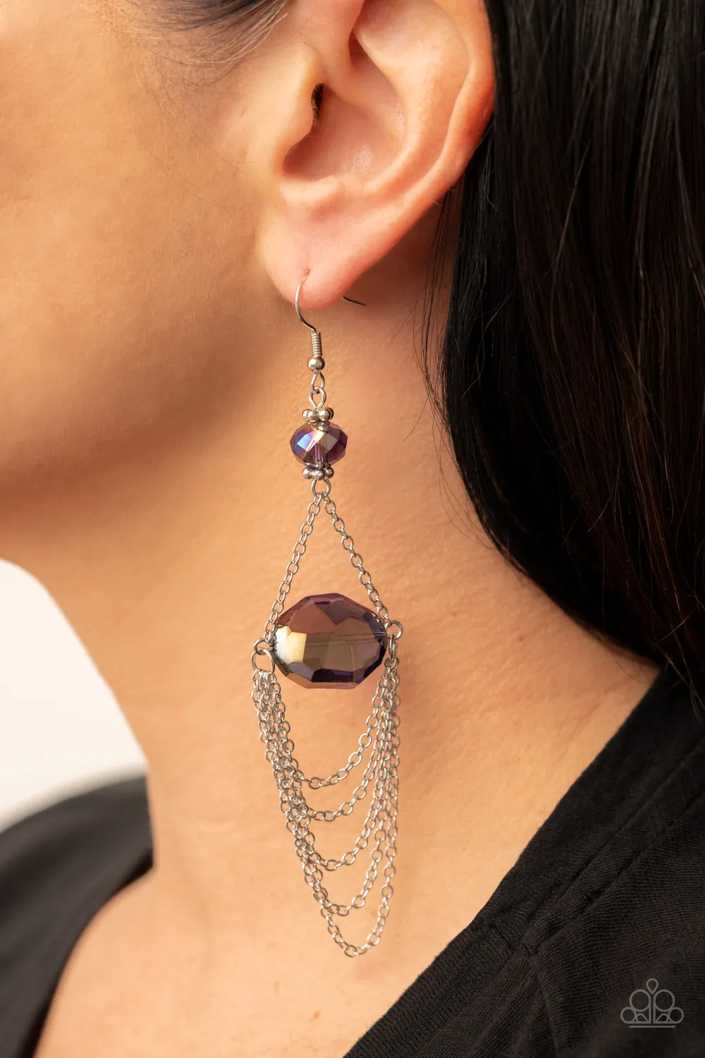 Paparazzi Ethereally Extravagant - Purple Iridescent Earring