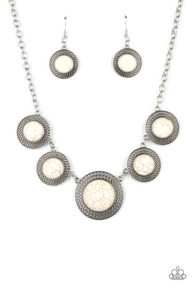 Paparazzi Necklace ~ Circle The Wagons - White