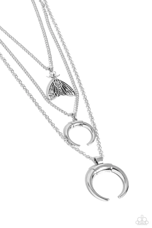 Paparazzi Necklace ~ Moth Medley - Silver