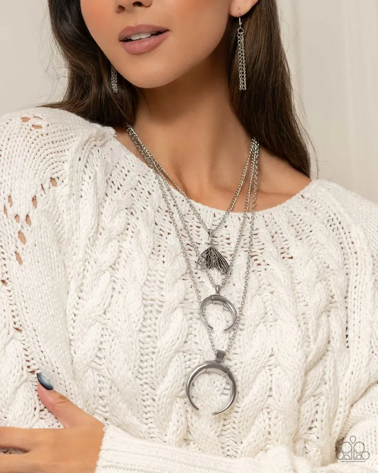 Paparazzi Necklace ~ Moth Medley - Silver