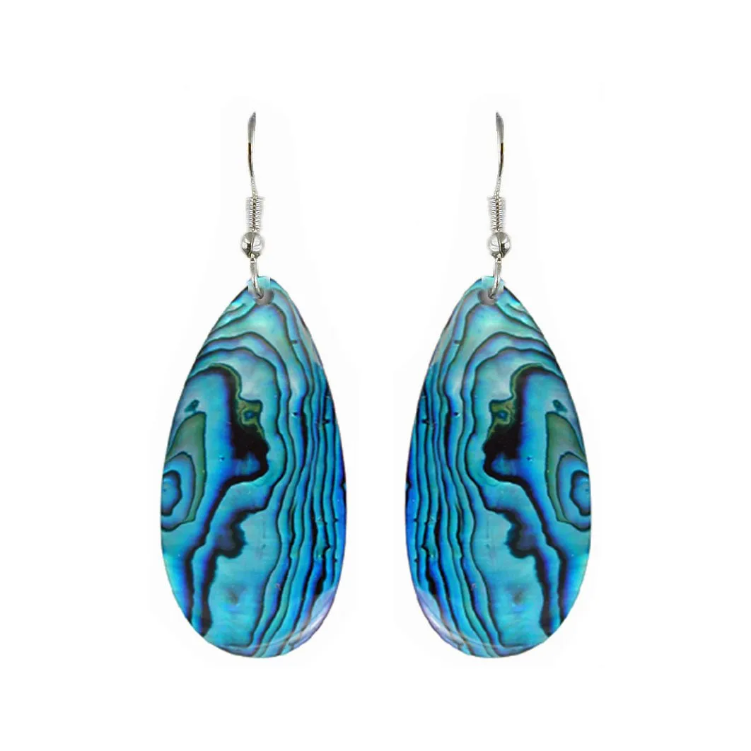 Paua Large Oval Drop Hook Earrings