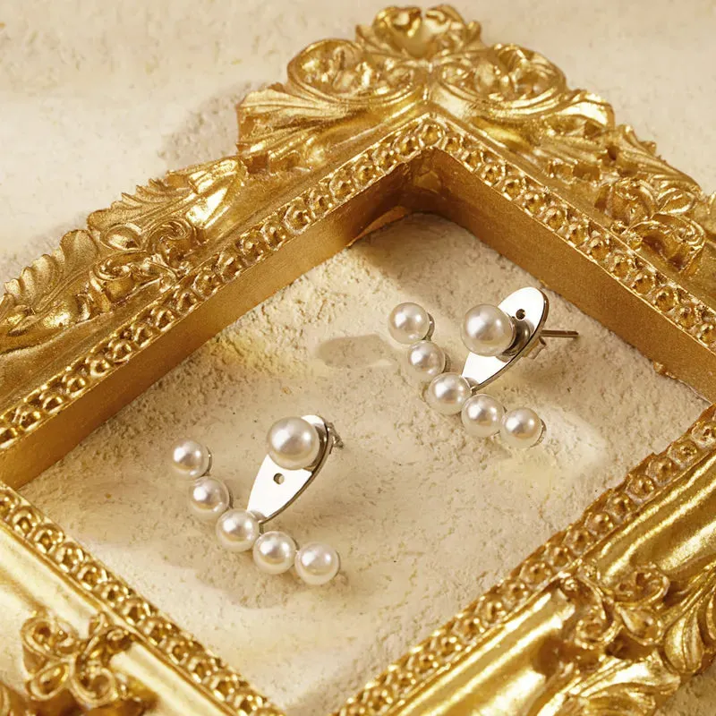 Pearl Curve Earrings Silver
