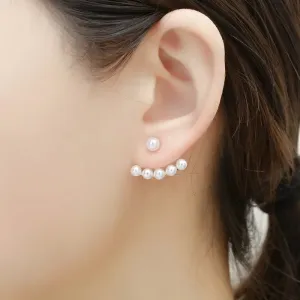 Pearl Curve Earrings Silver