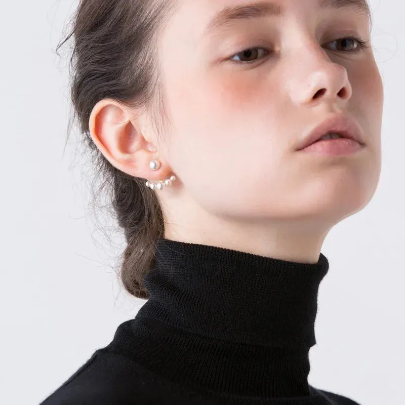 Pearl Curve Earrings Silver
