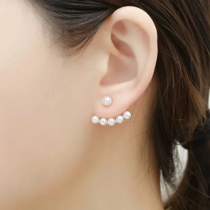 Pearl Curve Earrings Silver