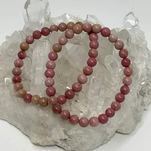 Pink Rhodonite 6mm 2-Piece Round Bracelet Set